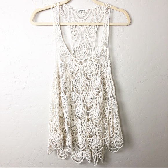 Phase One Tops - Ivory crochet top festival style.